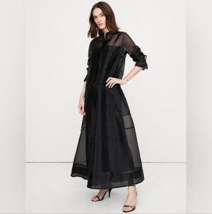 NWT Banana Republic Black Organza Maxi Shirt Dress